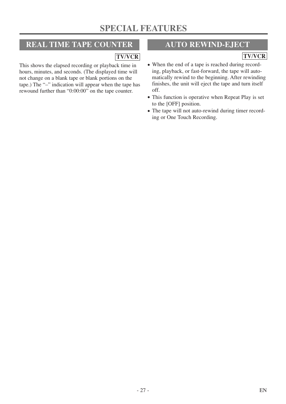 Special features | Emerson EWC19T5 User Manual | Page 27 / 56