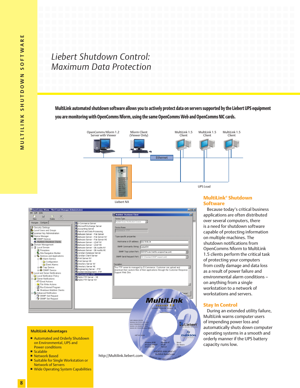 Liebert shutdown control: maximum data protection | Emerson Nform And Interface Products User Manual | Page 8 / 16