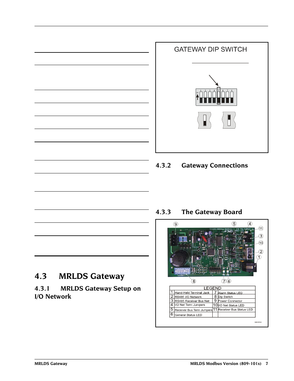 3 mrlds gateway, 1 mrlds gateway setup on i/o network, 2 gateway connections | 3 the gateway board, 3 mrlds g, Ateway | Emerson MRLDS User Manual | Page 13 / 20