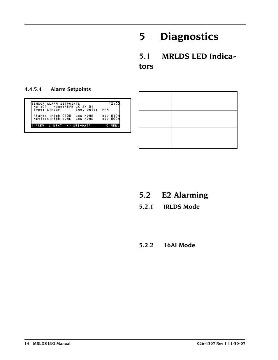4 alarm setpoints, 5 diagnostics, 1 mrlds led indicators | 2 e2 alarming, 1 irlds mode, 2 16ai mode, 1 mrlds led i, Ndicators, 2 e2 a, Larming | Emerson MRLDS User Manual | Page 20 / 20