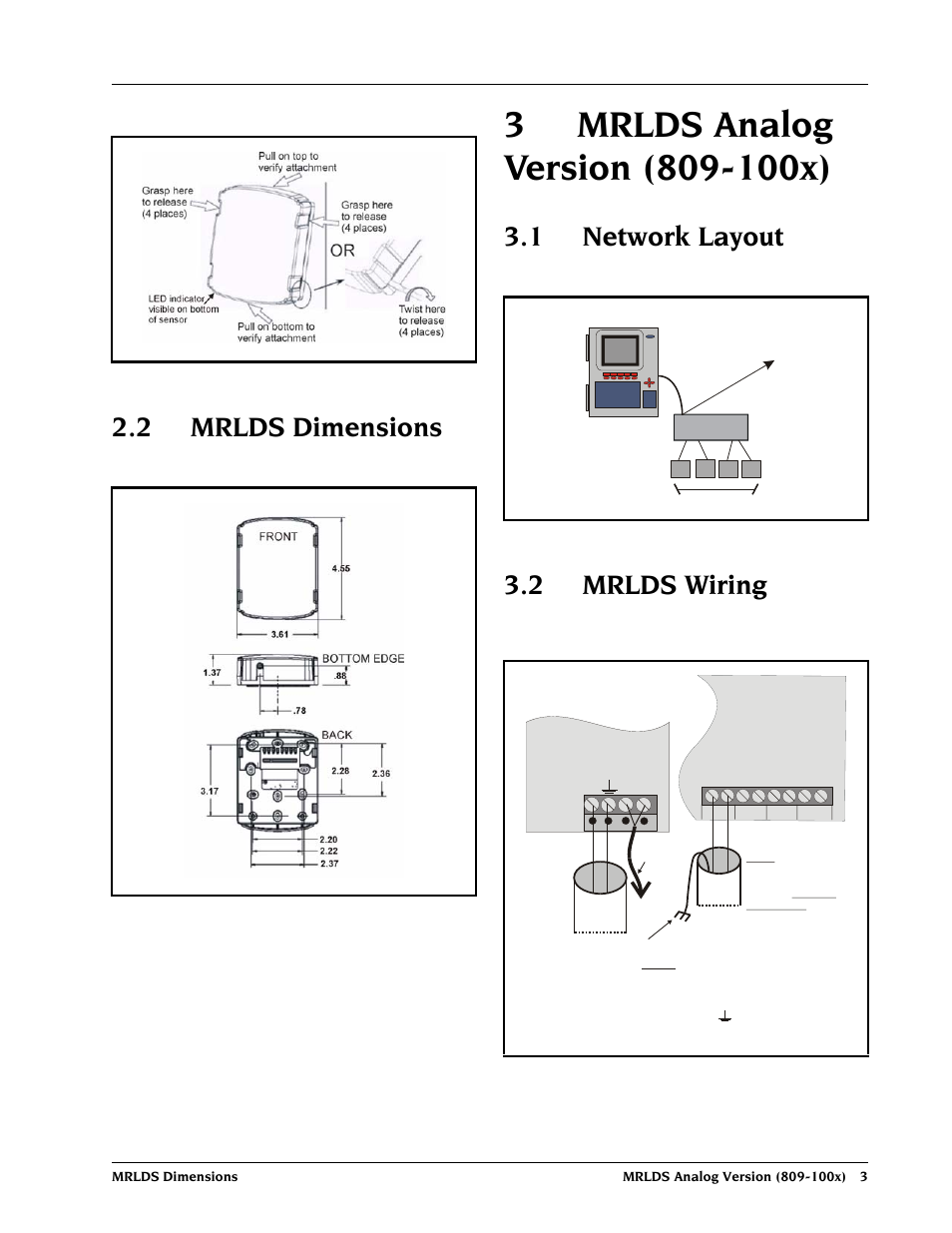 2 mrlds dimensions, 3 mrlds analog version (809-100x), 1 network layout | 2 mrlds wiring, 2 mrlds d, Imensions, Etwork, Ayout, 2 mrlds w, Iring | Emerson MRLDS User Manual | Page 9 / 20