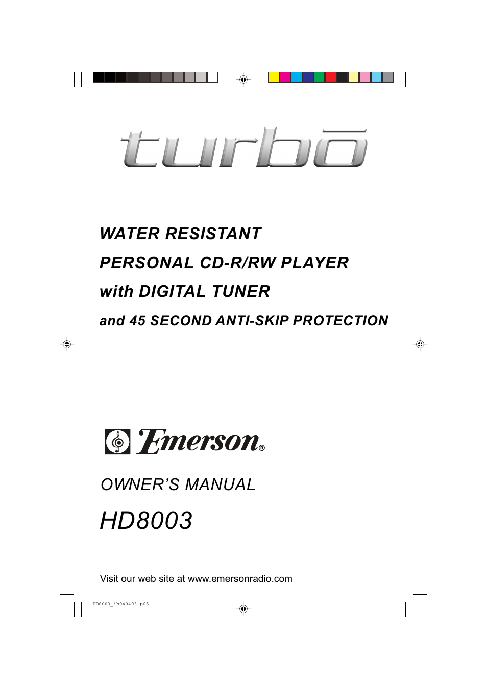 Emerson Radio HD8003 User Manual | 23 pages