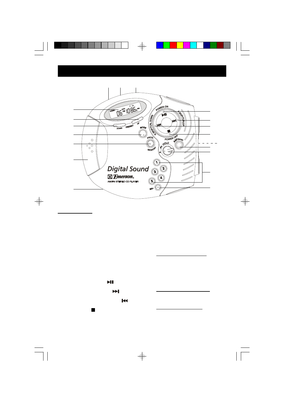 Location of controls and indicators | Emerson Radio HD8003 User Manual | Page 8 / 23