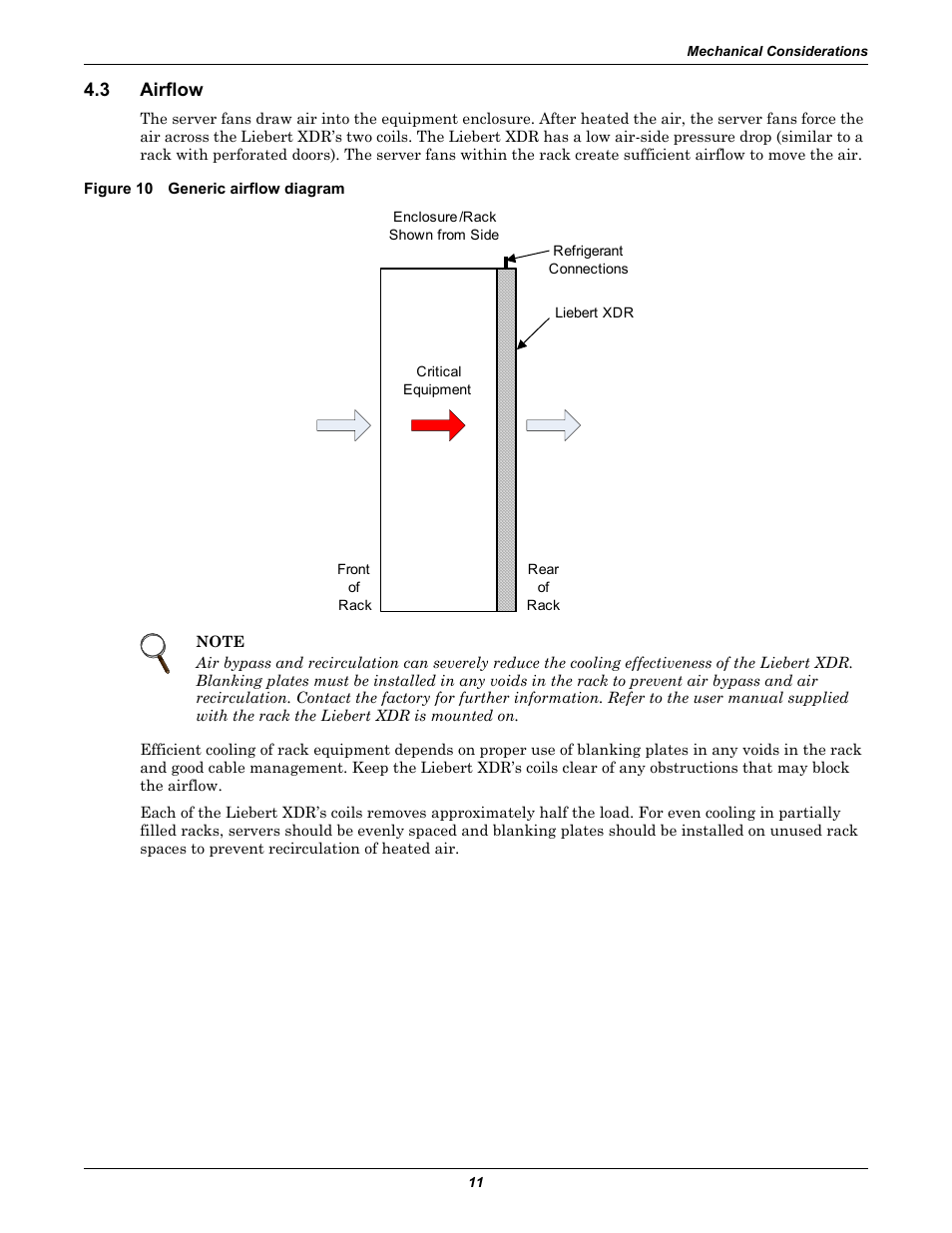 3 airflow, Figure 10 generic airflow diagram, Airflow | Emerson Liebert XDR User Manual | Page 17 / 40
