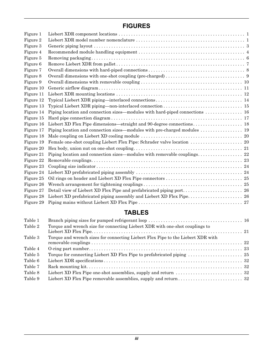 Figures, Tables | Emerson Liebert XDR User Manual | Page 5 / 40