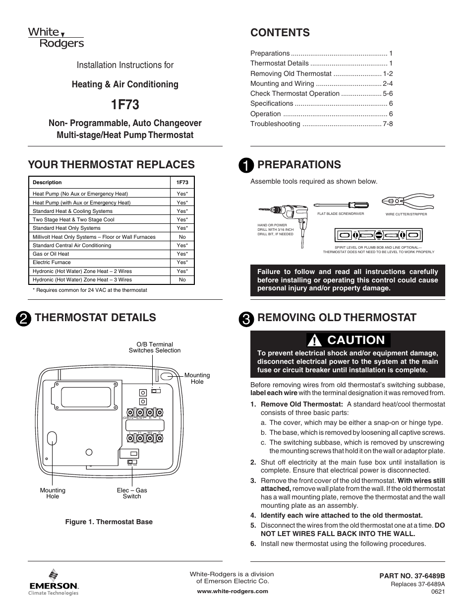 Emerson 1F73 User Manual | 8 pages