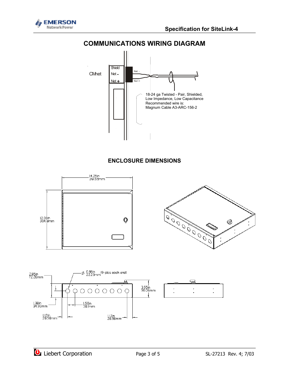 Communications wiring diagram | Emerson SiteLink-4 User Manual | Page 3 / 5