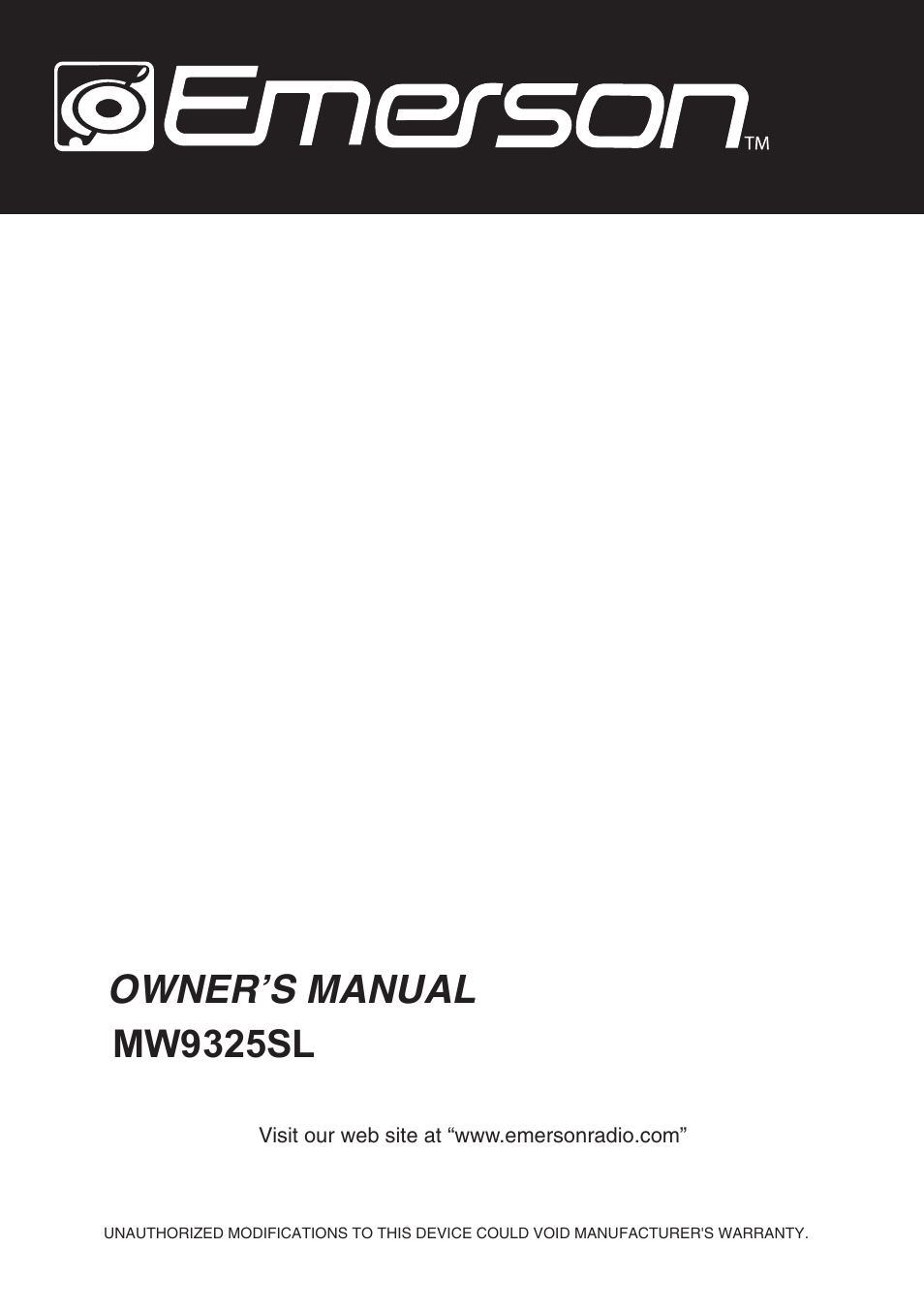 Emerson Radio MW9325SL User Manual | 32 pages