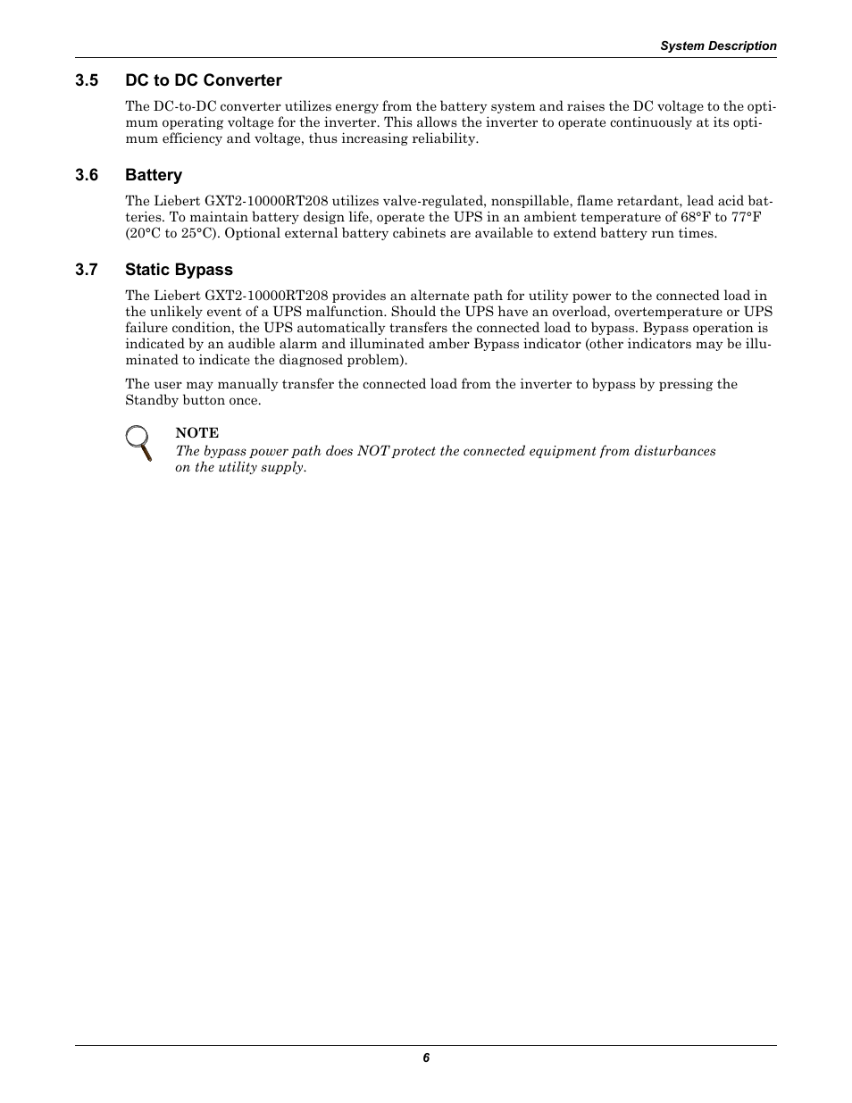 5 dc to dc converter, 6 battery, 7 static bypass | Dc to dc converter, Battery, Static bypass | Emerson Liebert GXT2-10000RT208 User Manual | Page 12 / 56