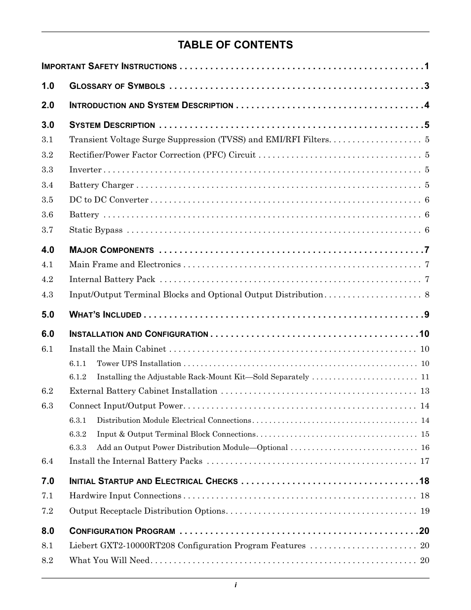 Emerson Liebert GXT2-10000RT208 User Manual | Page 3 / 56