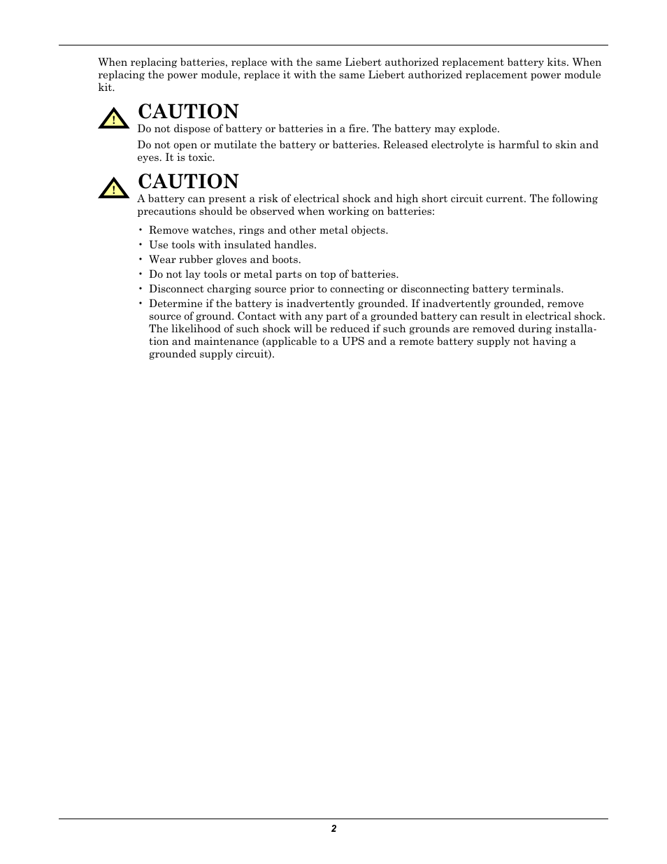 Caution | Emerson Liebert GXT2-10000RT208 User Manual | Page 8 / 56