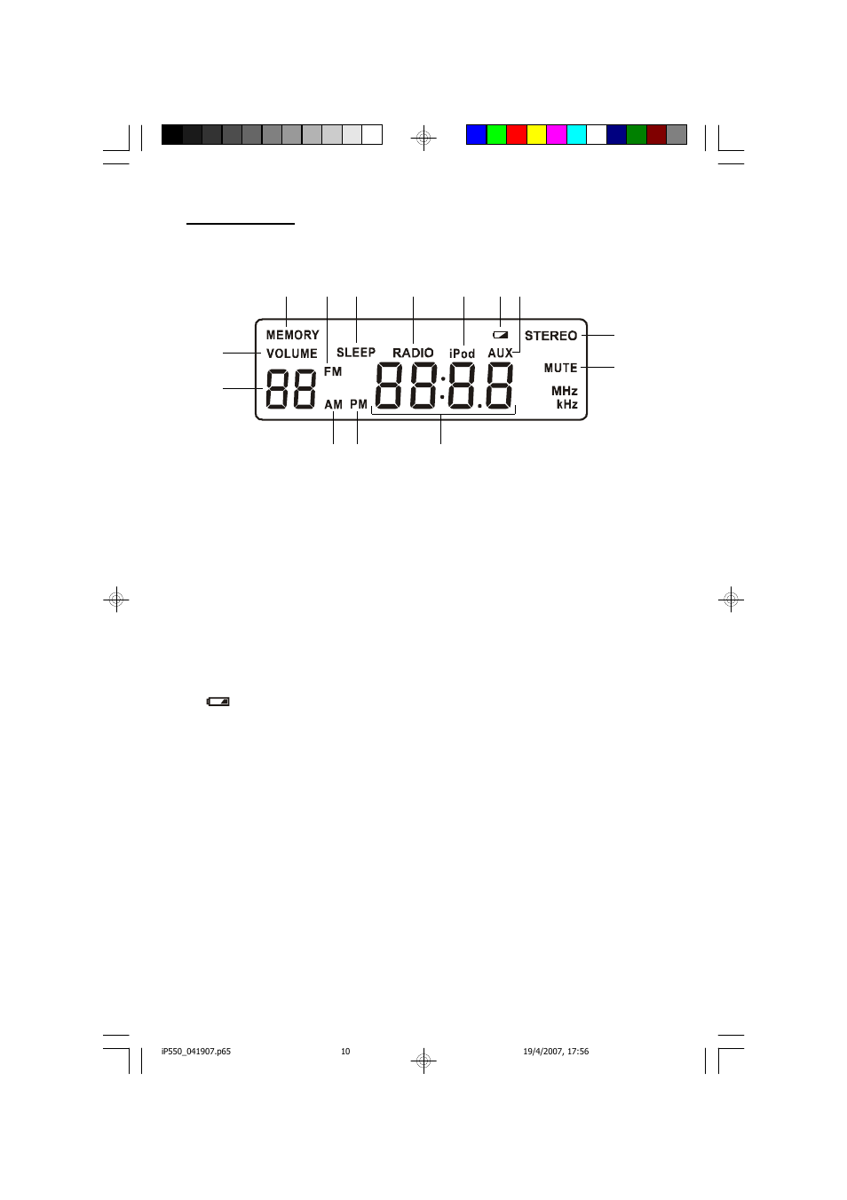 Lcd display | Emerson Radio iP550 User Manual | Page 11 / 36