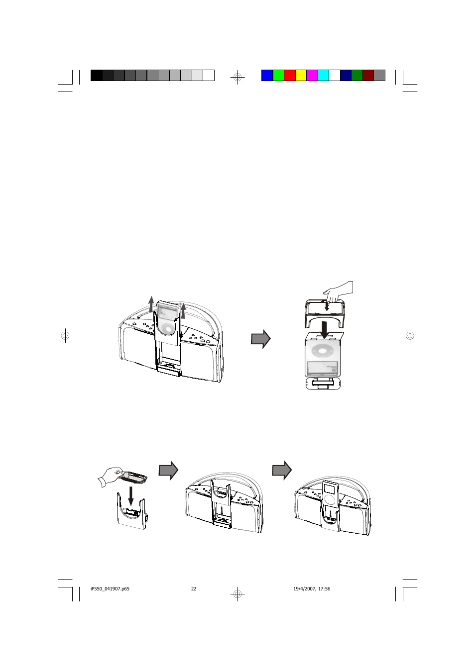 Connecting and playing your ‘dockable’ ipod, Refer to separate instructions for the ipod, Shuffle) | Emerson Radio iP550 User Manual | Page 23 / 36