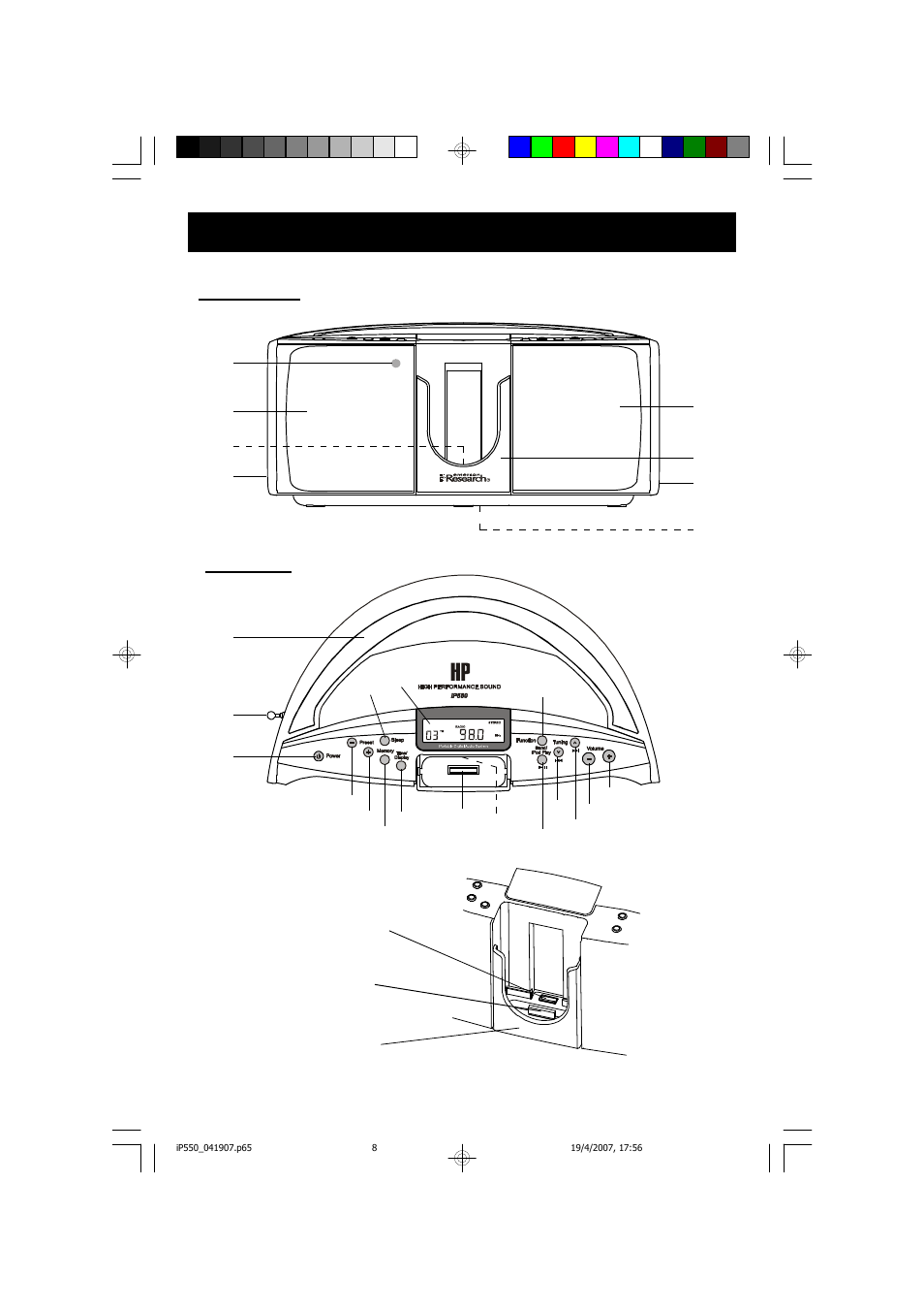 Location of controls and indicators | Emerson Radio iP550 User Manual | Page 9 / 36
