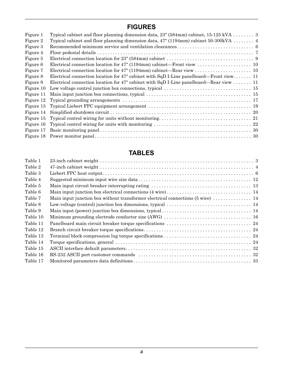 Figures, Tables | Emerson Liebert FPC User Manual | Page 4 / 40