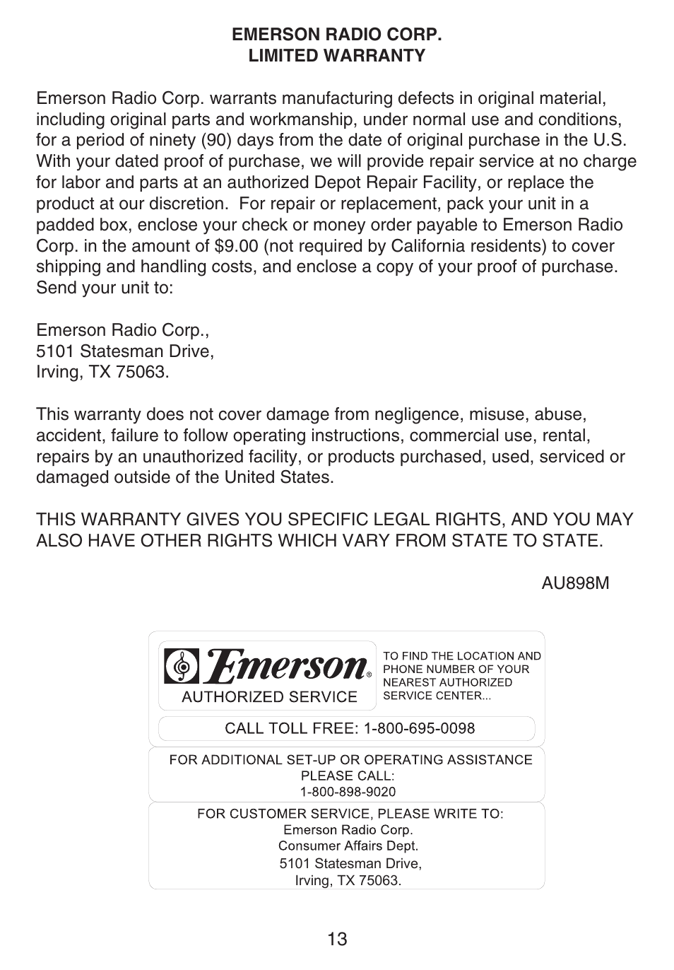 Emerson Radio DTE810 User Manual | Page 14 / 15