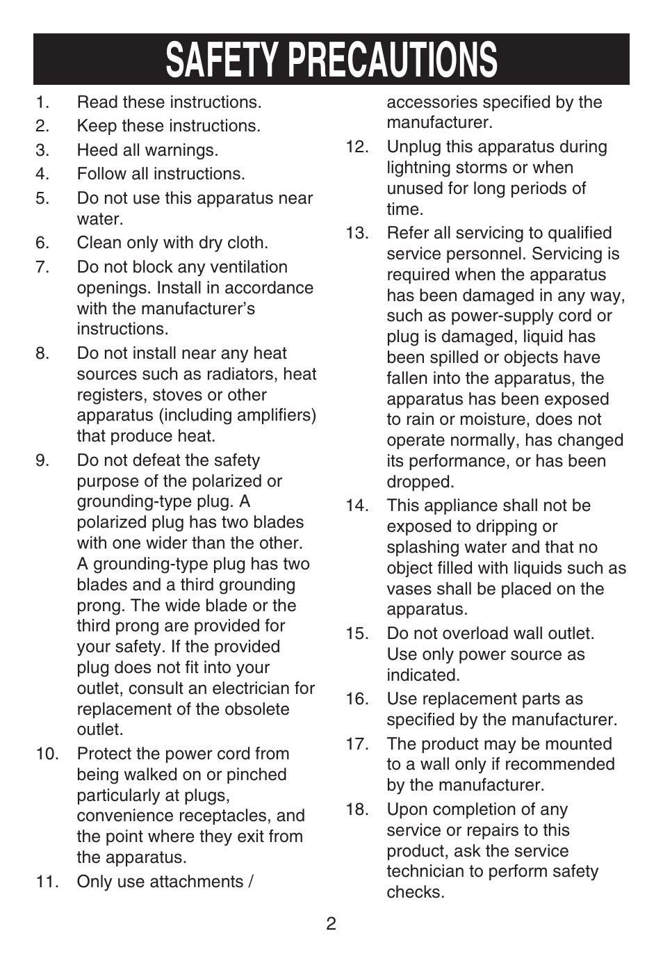 Safety precautions | Emerson Radio DTE810 User Manual | Page 3 / 15