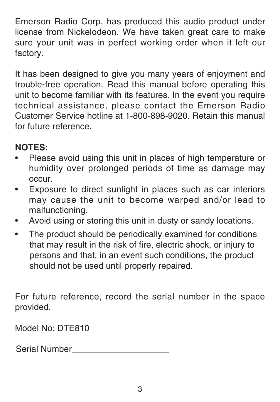 Emerson Radio DTE810 User Manual | Page 4 / 15