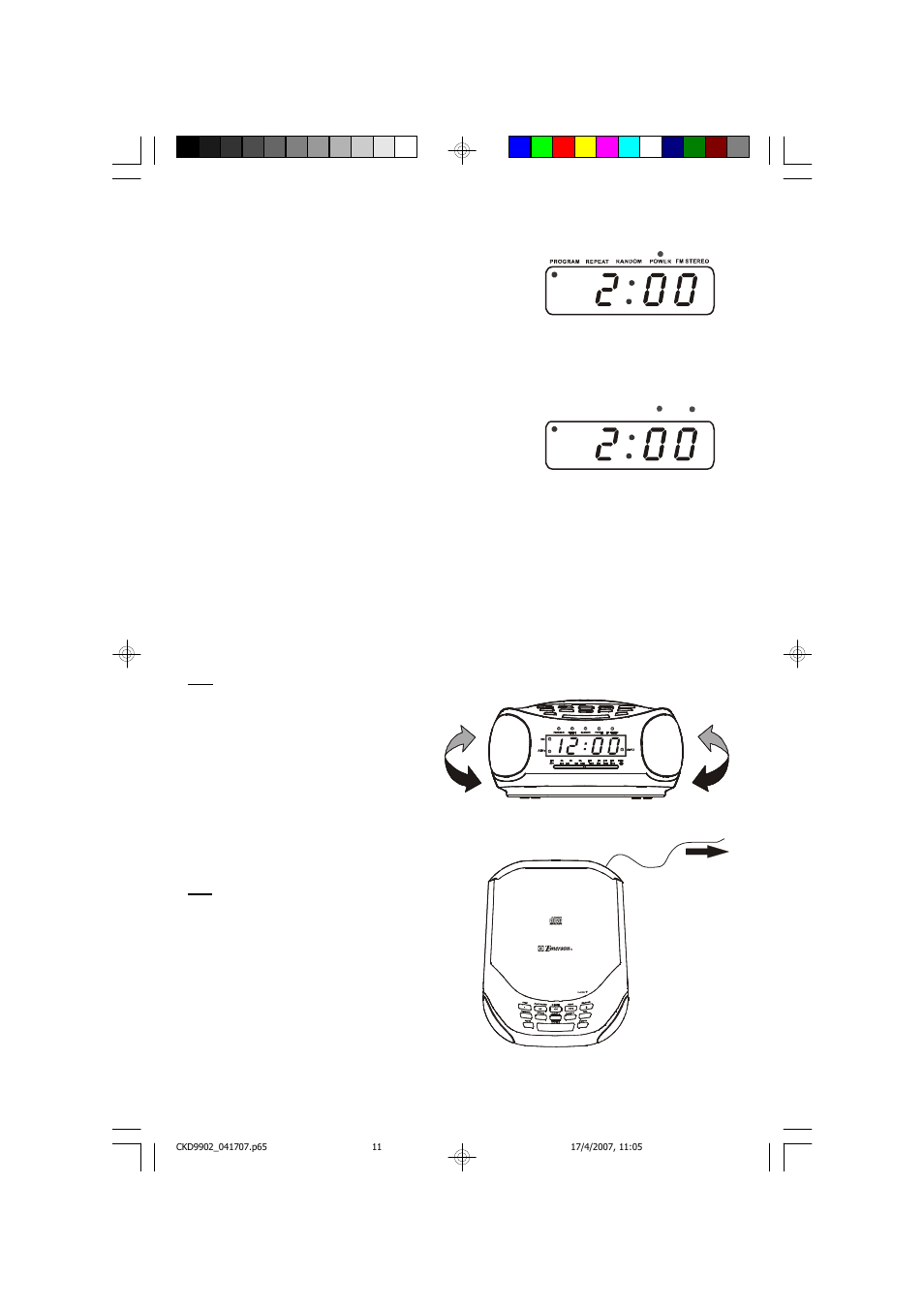 Listening to the radio, Antenna information | Emerson Radio CKD9902 User Manual | Page 12 / 27
