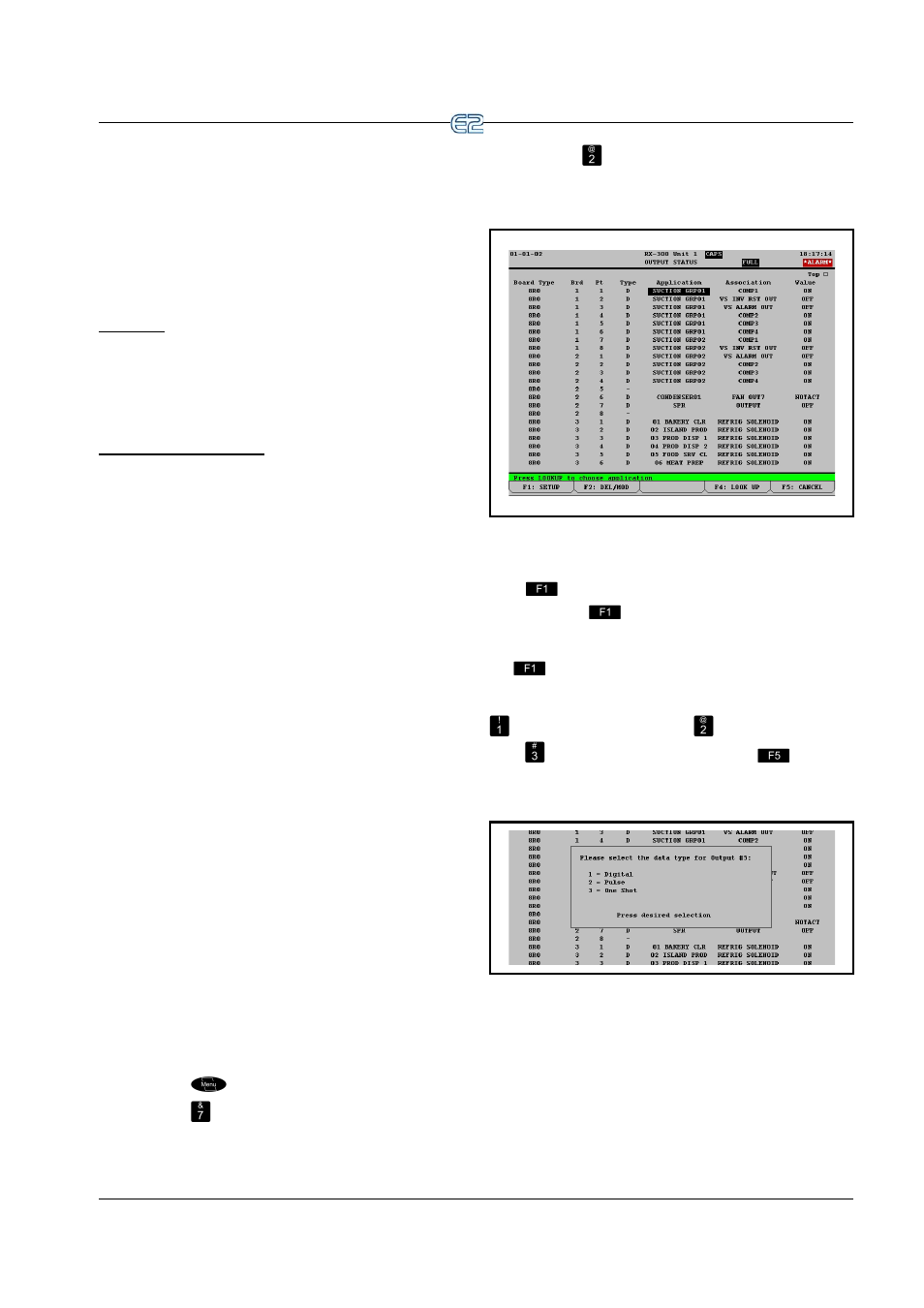 4 wiring outputs to points, Old 8ros, New 8ros and 8ro-fcs | 5 the output led, 6 output setup in e2, 2 using the output definitions/status screen | Emerson E2 User Manual | Page 105 / 273