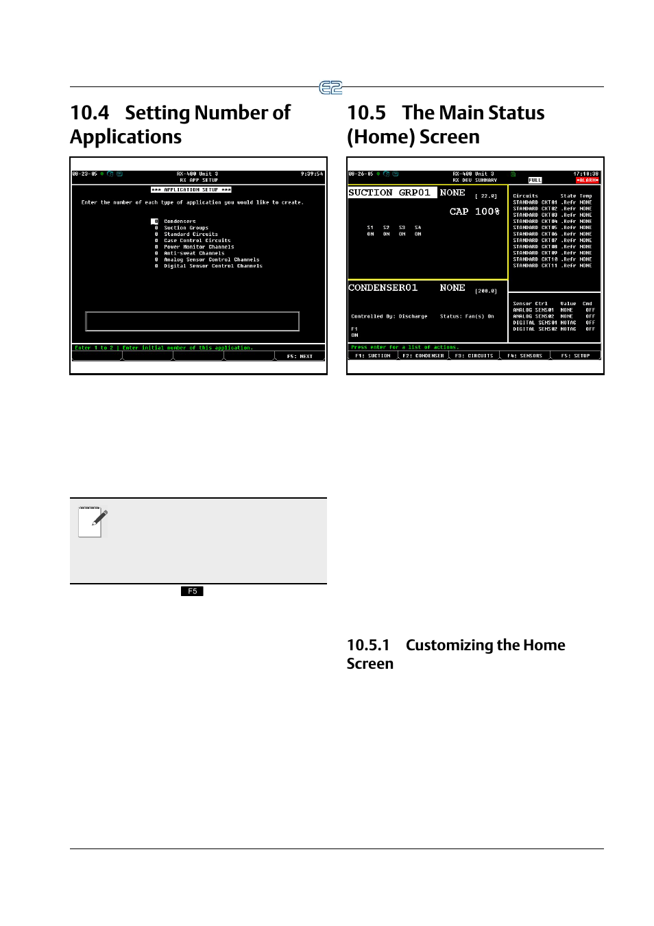 4 setting number of applications, 5 the main status (home) screen, 1 customizing the home screen | Etting, Umber, Pplications, Tatus, Creen, 1 customizing the home screen -3 | Emerson E2 User Manual | Page 115 / 273