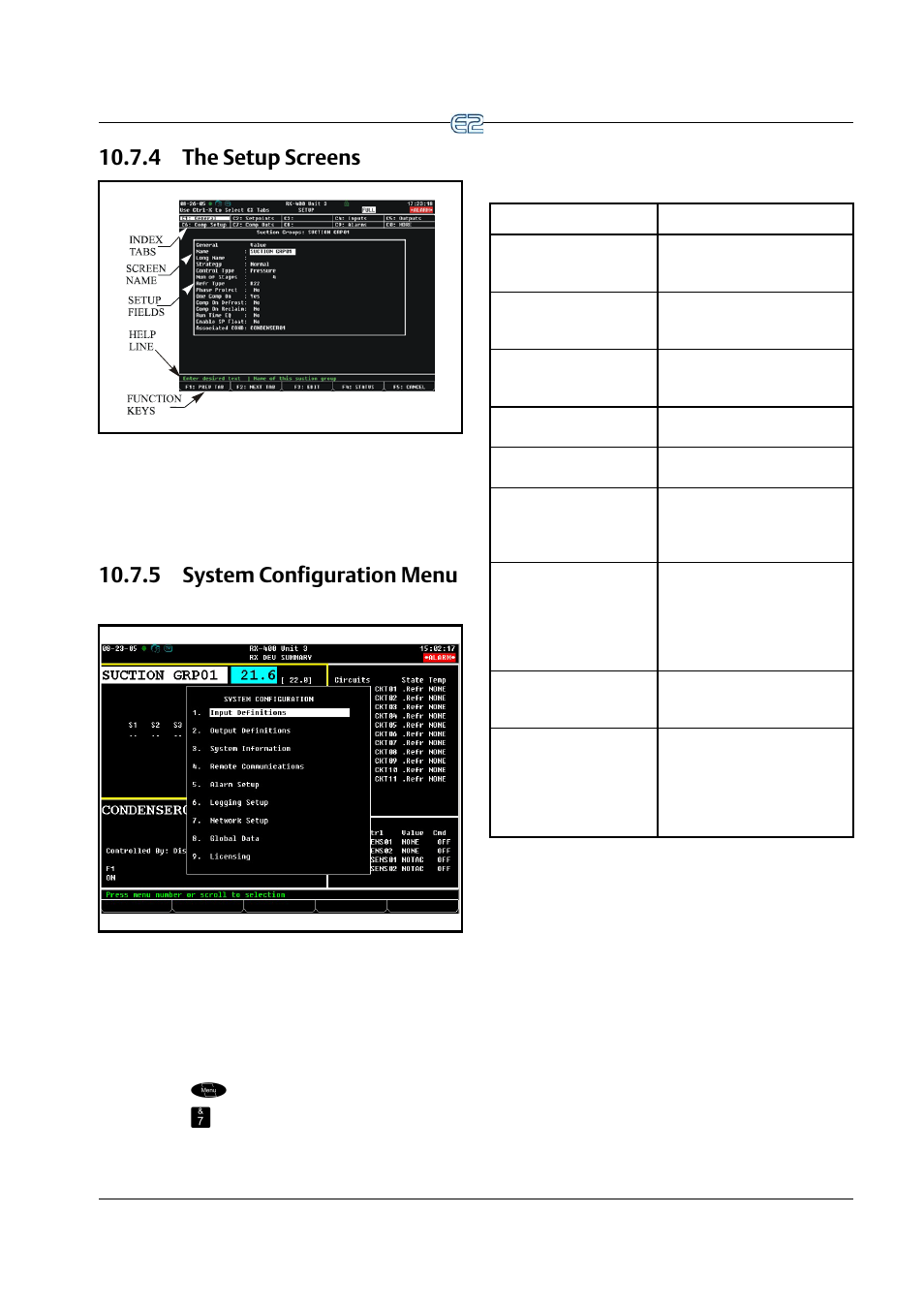 4 the setup screens, 5 system configuration menu | Emerson E2 User Manual | Page 119 / 273