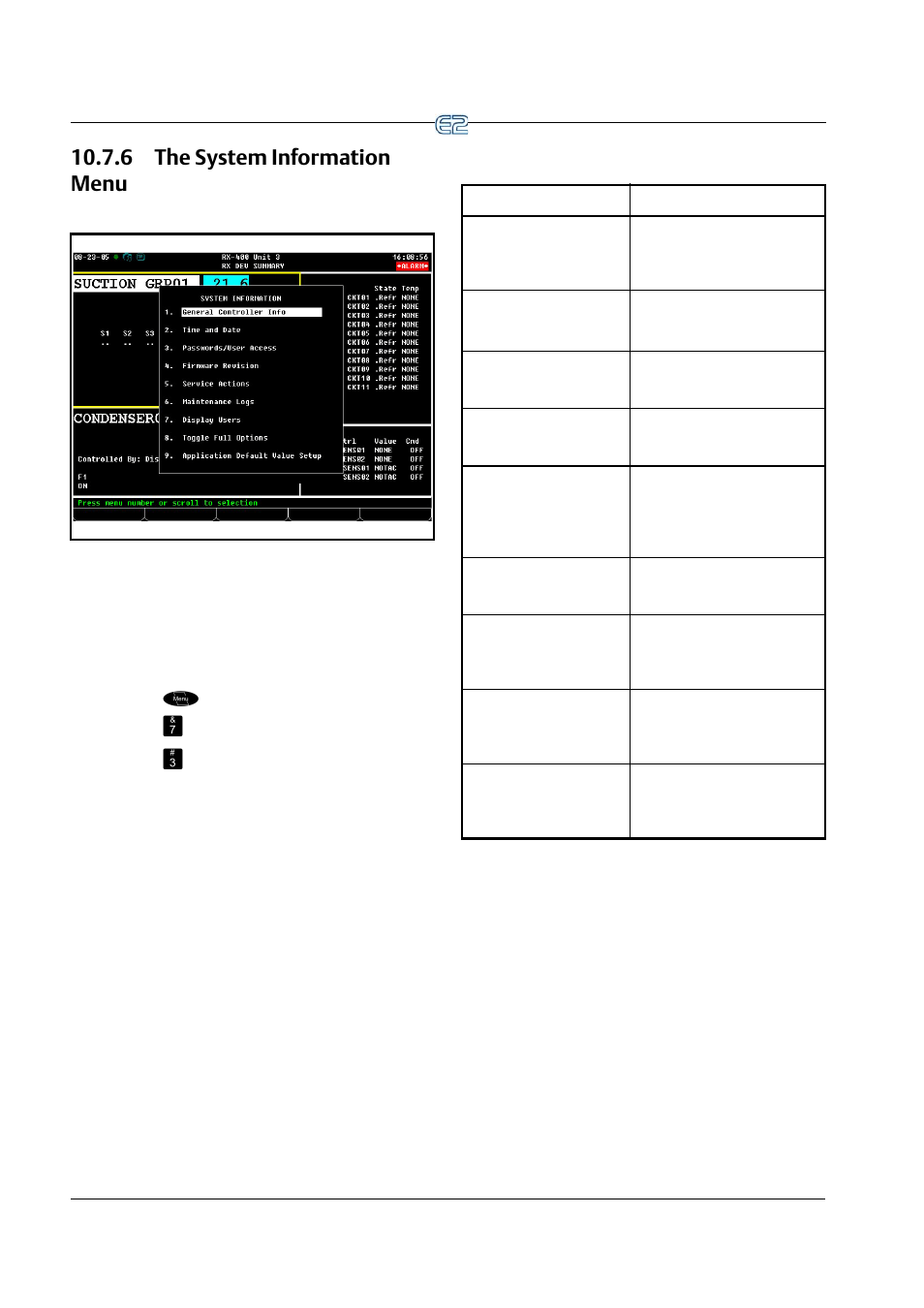 6 the system information menu, 6 the system information menu -8 | Emerson E2 User Manual | Page 120 / 273