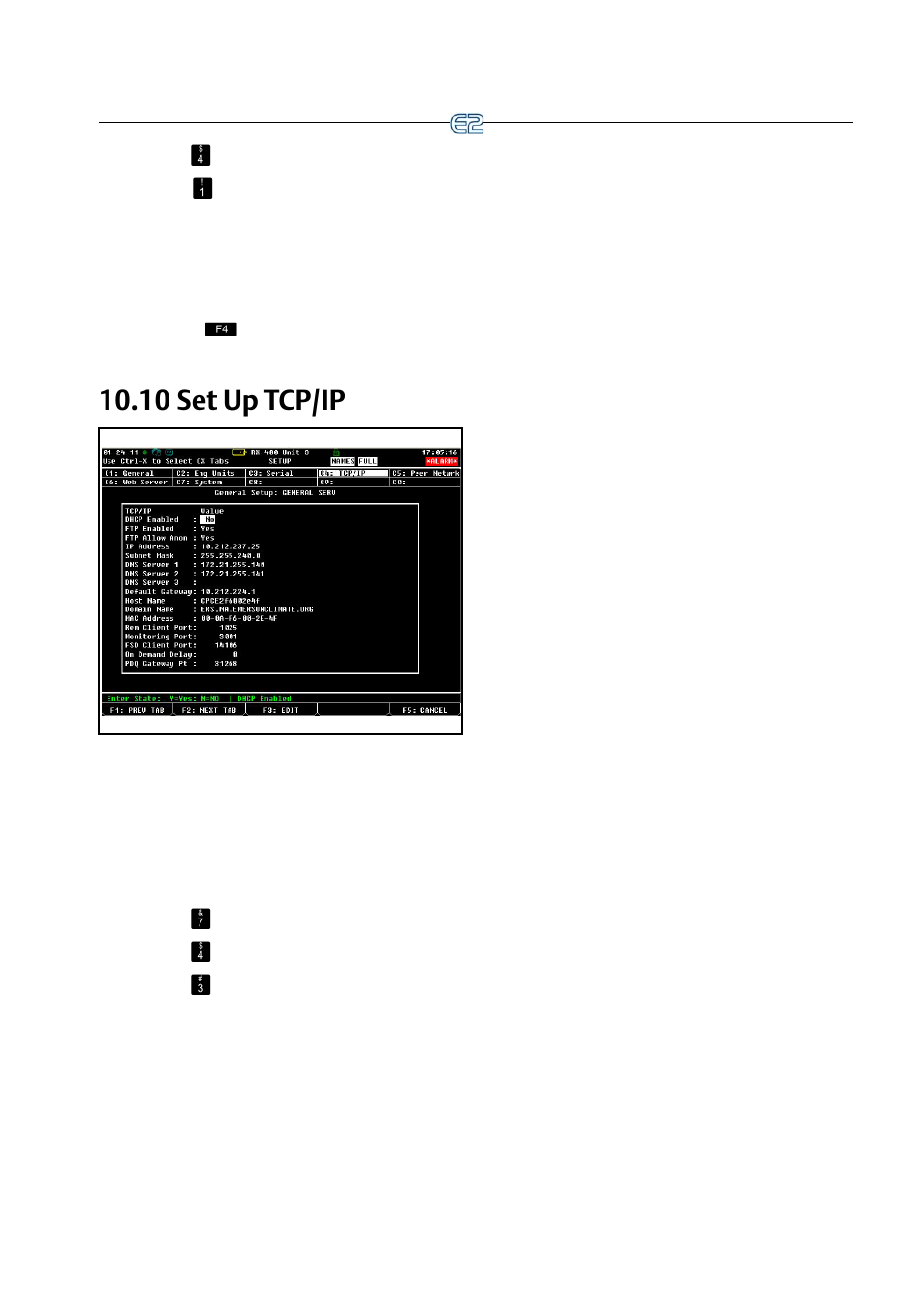 10 set up tcp/ip, 10 s, Tcp/ip -11 | Emerson E2 User Manual | Page 123 / 273