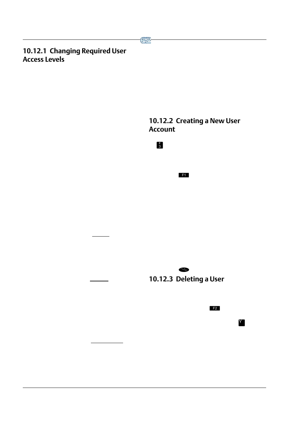 1 changing required user access levels, 2 creating a new user account, 3 deleting a user | Emerson E2 User Manual | Page 126 / 273