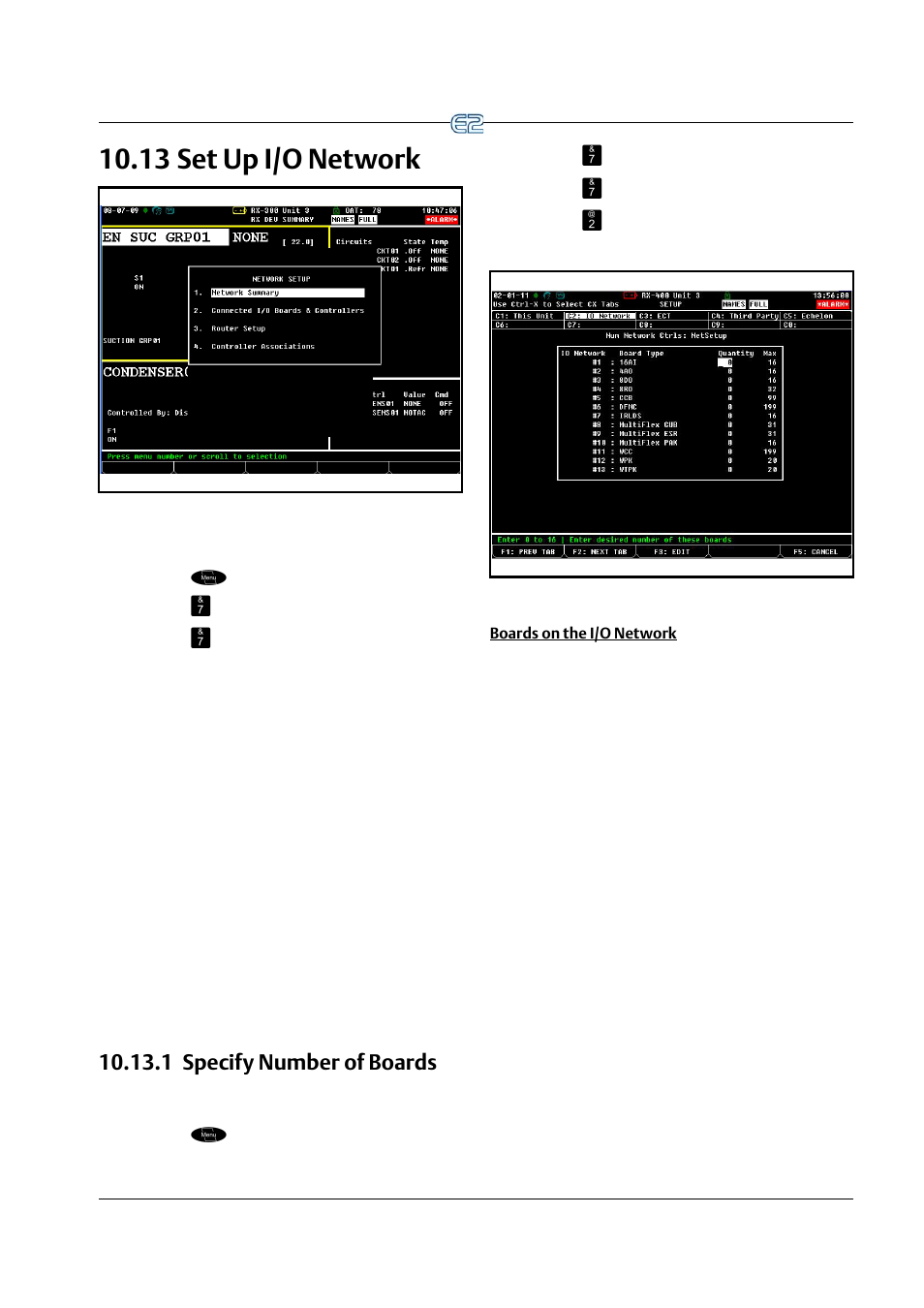 13 set up i/o network, 1 specify number of boards, Boards on the i/o network | 13 s, I/o n, Etwork, 1 specify number of boards -15 | Emerson E2 User Manual | Page 127 / 273