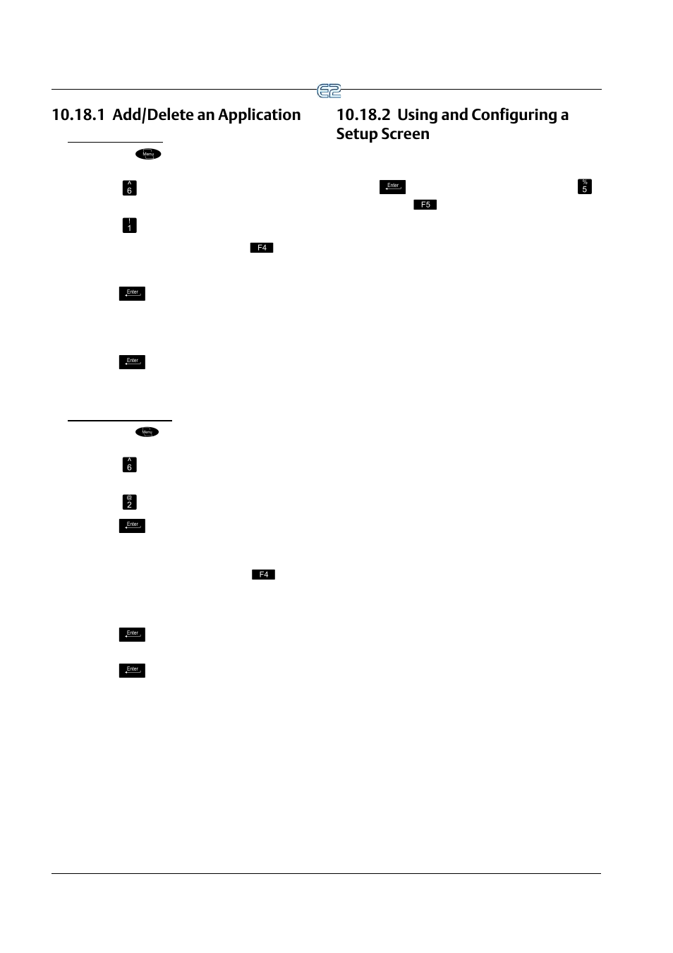 1 add/delete an application, 2 using and configuring a setup screen | Emerson E2 User Manual | Page 138 / 273
