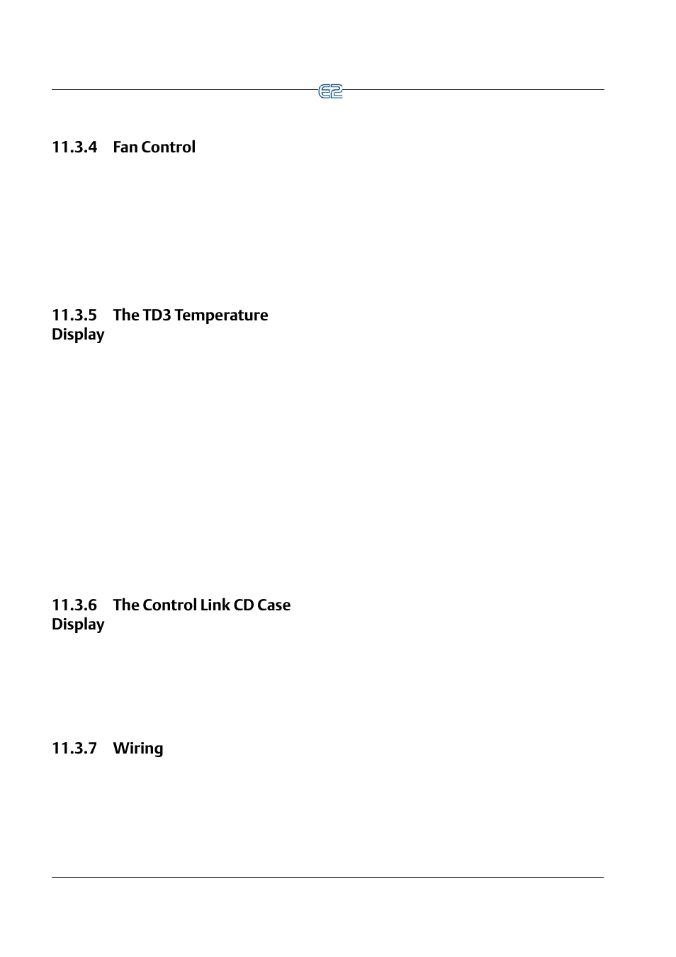 4 fan control, 5 the td3 temperature display, 6 the control link cd case display | 7 wiring | Emerson E2 User Manual | Page 150 / 273