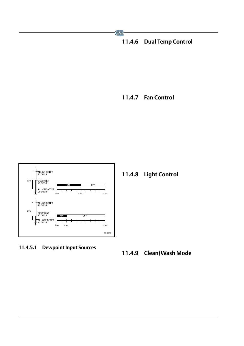 1 dewpoint input sources, 6 dual temp control, 7 fan control | 8 light control, 9 clean/wash mode, 1 dewpoint input sources -14 | Emerson E2 User Manual | Page 156 / 273