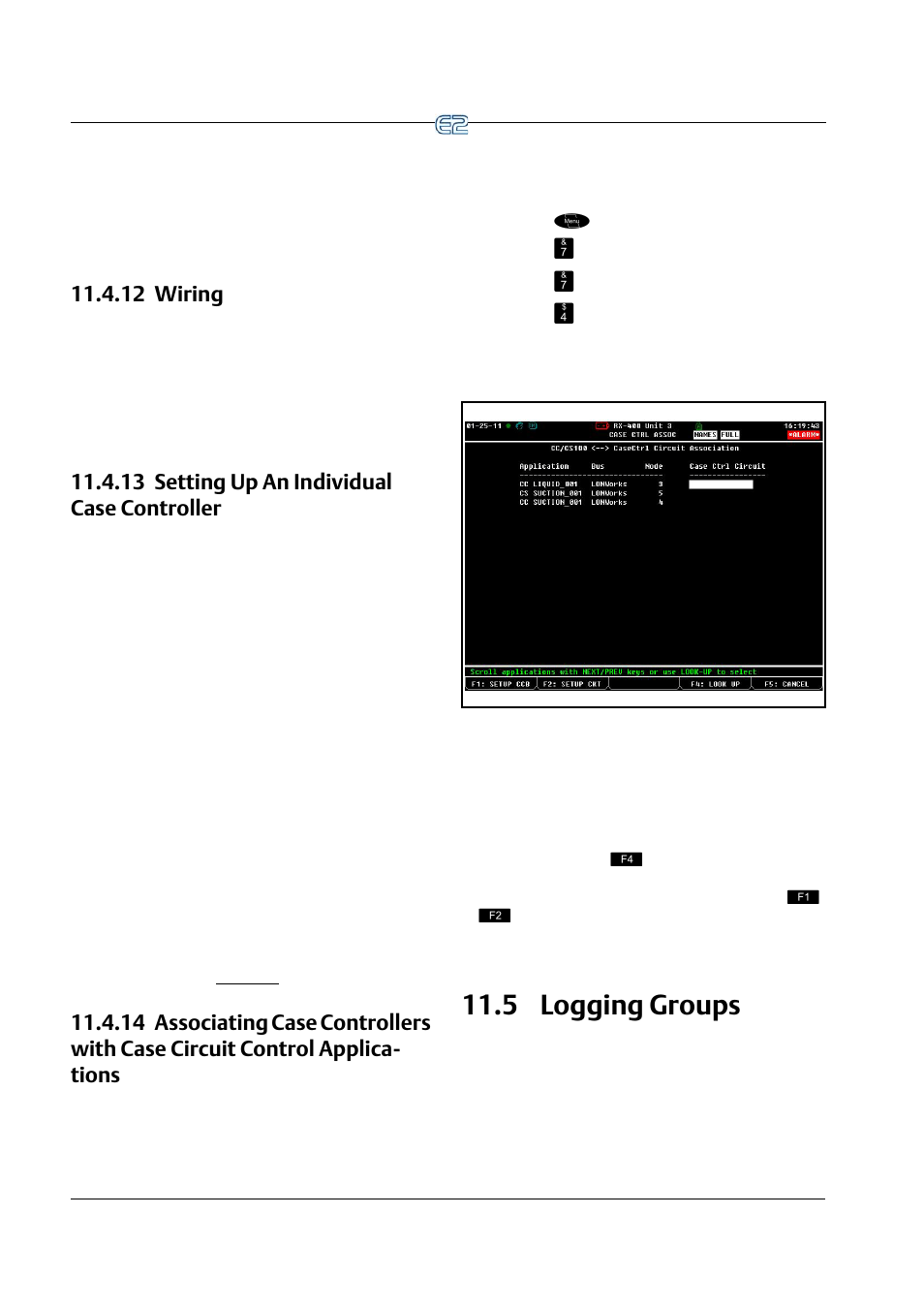 12 wiring, 13 setting up an individual case controller, 5 logging groups | Ogging, Roups | Emerson E2 User Manual | Page 158 / 273