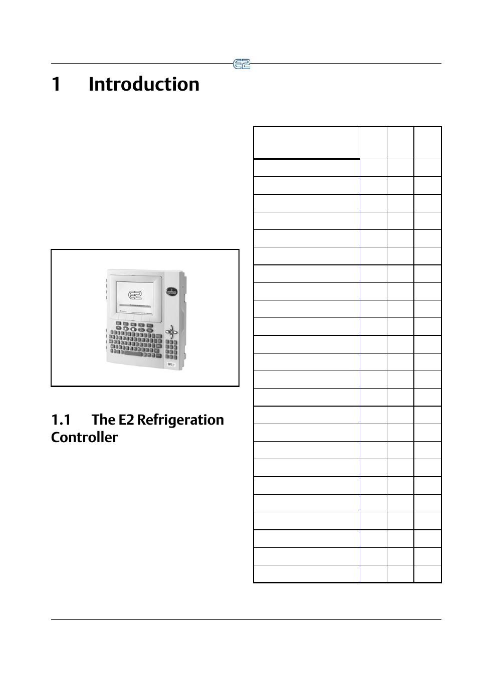 1 introduction, 1 the e2 refrigeration controller, 1 introduction -1 | E2 r, Efrigeration, Ontroller, 1introduction | Emerson E2 User Manual | Page 17 / 273
