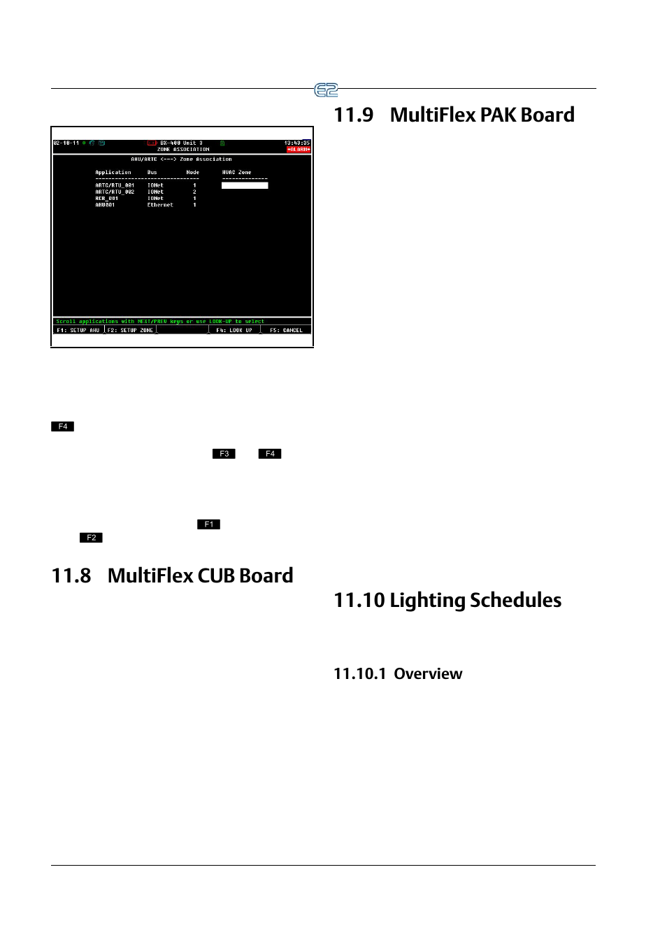 8 multiflex cub board, 9 multiflex pak board, 10 lighting schedules | 1 overview, Ulti, Cub b, Oard, Pak b, 10 l, Ighting | Emerson E2 User Manual | Page 172 / 273