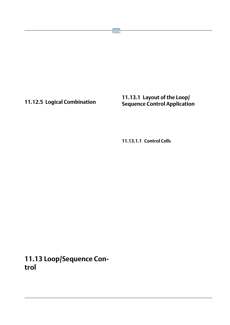 5 logical combination, 13 loop/sequence control, 1 layout of the loop/ sequence control application | 1 control cells, 5 logical combination -39, 13 l, Equence, Ontrol, 1 control cells -39, 13 loop/sequence con- trol | Emerson E2 User Manual | Page 181 / 273