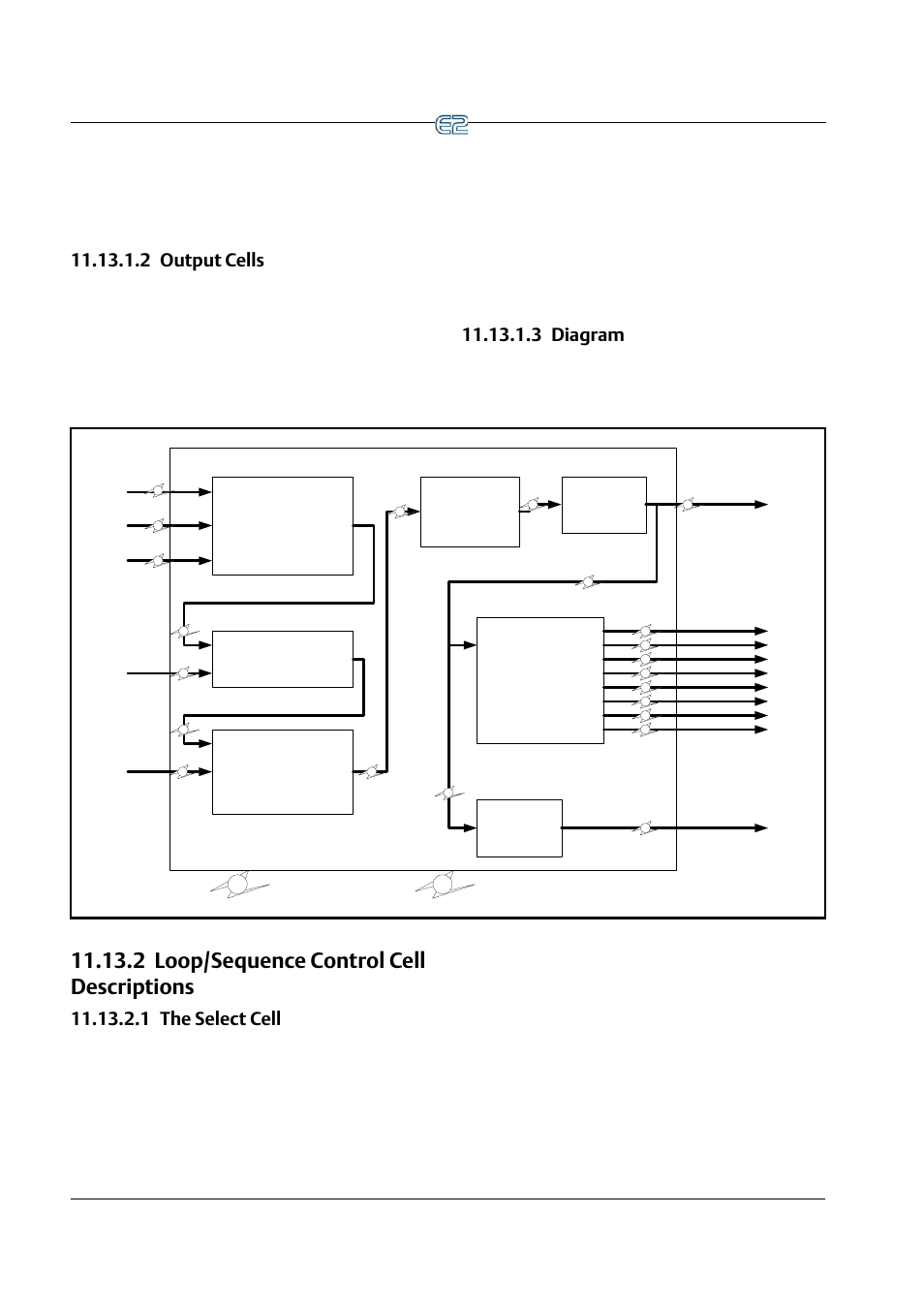 2 output cells, 3 diagram, 2 loop/sequence control cell descriptions | 1 the select cell, 2 output cells -40, 3 diagram -40, 2 loop/sequence control cell descriptions -40, 1 the select cell -40 | Emerson E2 User Manual | Page 182 / 273