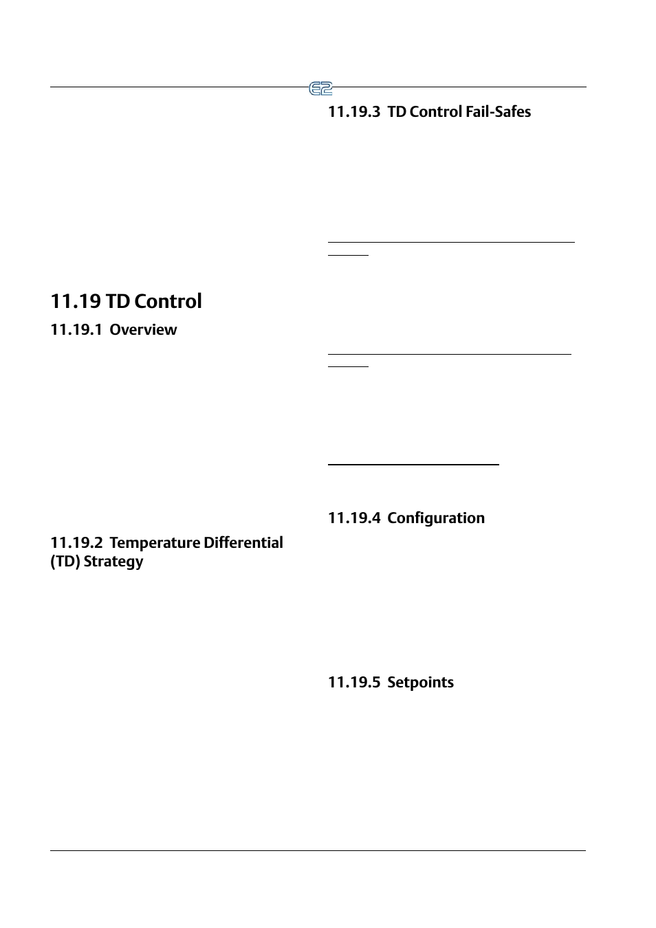 19 td control, 1 overview, 2 temperature differential (td) strategy | 3 td control fail-safes, 4 configuration, 5 setpoints, 19 td c, Ontrol | Emerson E2 User Manual | Page 190 / 273