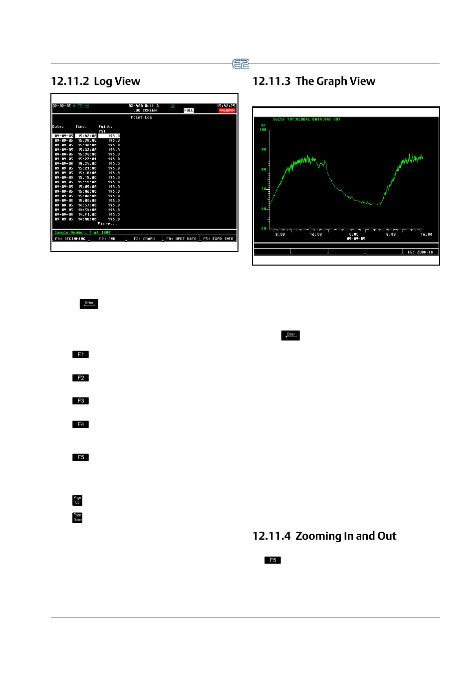 2 log view, 3 the graph view, 4 zooming in and out | Emerson E2 User Manual | Page 217 / 273