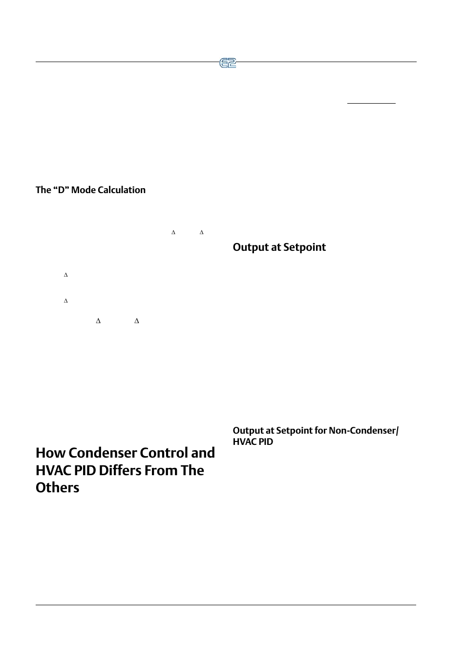 The “d” mode calculation, Output at setpoint, Output at setpoint for non-condenser/ hvac pid | Emerson E2 User Manual | Page 240 / 273