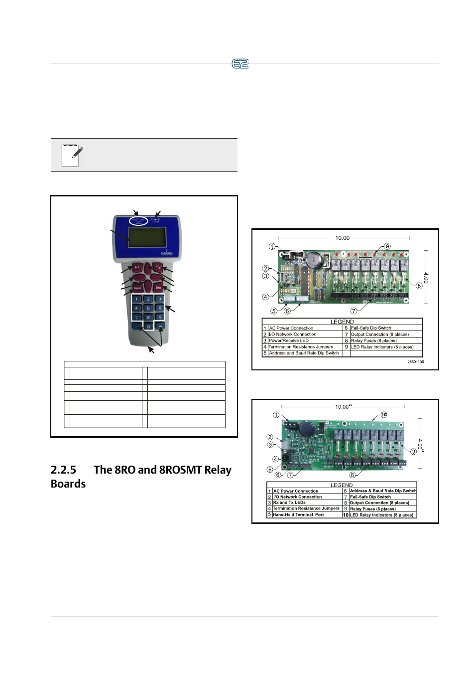 5 the 8ro and 8rosmt relay boards, 5 the 8ro and 8rosmt relay boards -9, Figure 2-11 | Figure 2-12 | Emerson E2 User Manual | Page 33 / 273