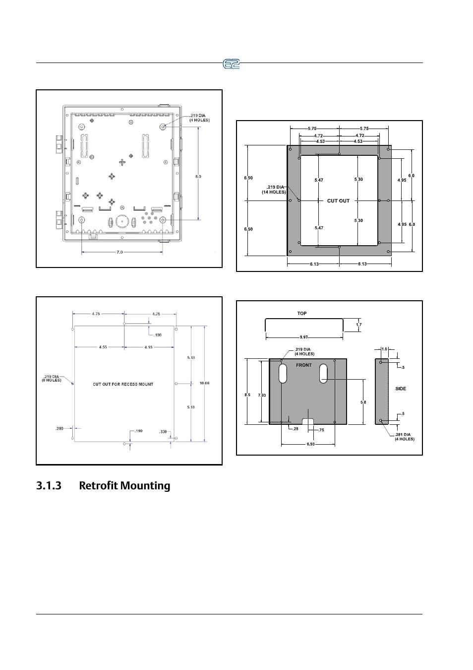 3 retrofit mounting, 3 retrofit mounting -2, The rear of the enclosure shown in figure 3-3 | Fig- ure 3-4 ), Figure 3-4 | Emerson E2 User Manual | Page 40 / 273