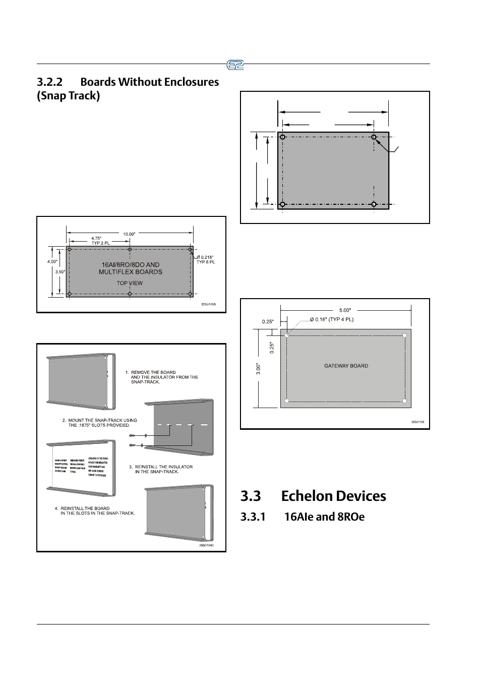 2 boards without enclosures (snap track), 3 echelon devices, 1 16aie and 8roe | 2 boards without enclosures (snap track) -4, Chelon, Evices, 1 16aie and 8roe -4 | Emerson E2 User Manual | Page 42 / 273