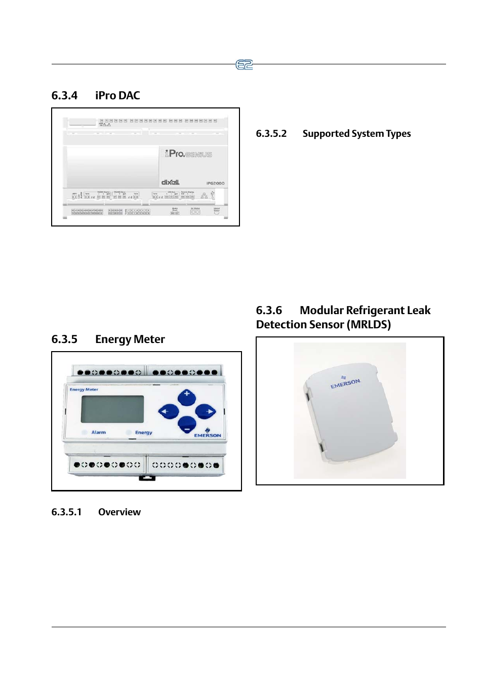 4 ipro dac, 5 energy meter, 1 overview | 2 supported system types, 4 ipro dac -7 6.3.5 energy meter -7, 1 overview -7 6.3.5.2 supported system types -7 | Emerson E2 User Manual | Page 67 / 273