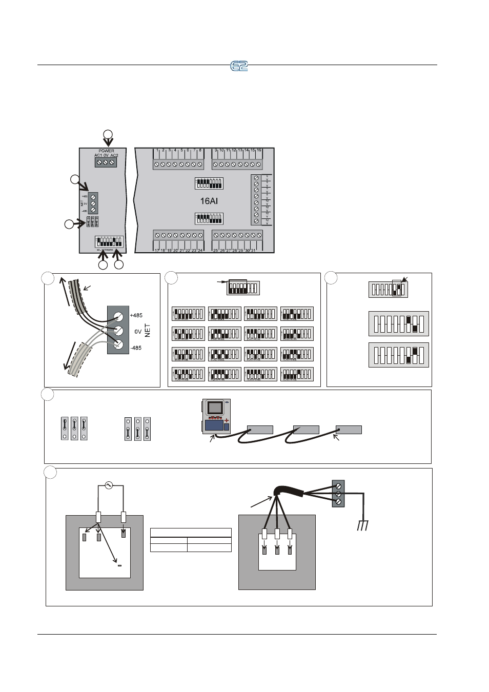 16ai installation guide, Primary side, Secondary side | L2 l1, Up down, Ac1 ac2, Daisy chain configuration, 24vac center-tapped transformer | Emerson E2 User Manual | Page 78 / 273