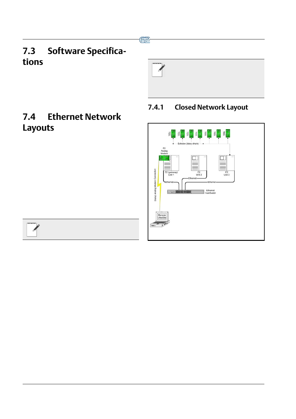 3 software specifications, 4 ethernet network layouts, 1 closed network layout | Oftware, Pecifications, Thernet, Etwork, Ayouts, 1 closed network layout -2, 3 software specifica- tions | Emerson E2 User Manual | Page 84 / 273