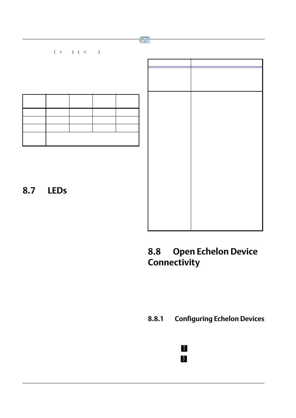 7 leds, 8 open echelon device connectivity, 1 configuring echelon devices | 7 led, Chelon, Evice, Onnectivity, 1 configuring echelon devices -4 | Emerson E2 User Manual | Page 90 / 273
