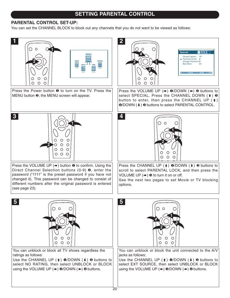 Setting parental control | Emerson SB315 User Manual | Page 21 / 30