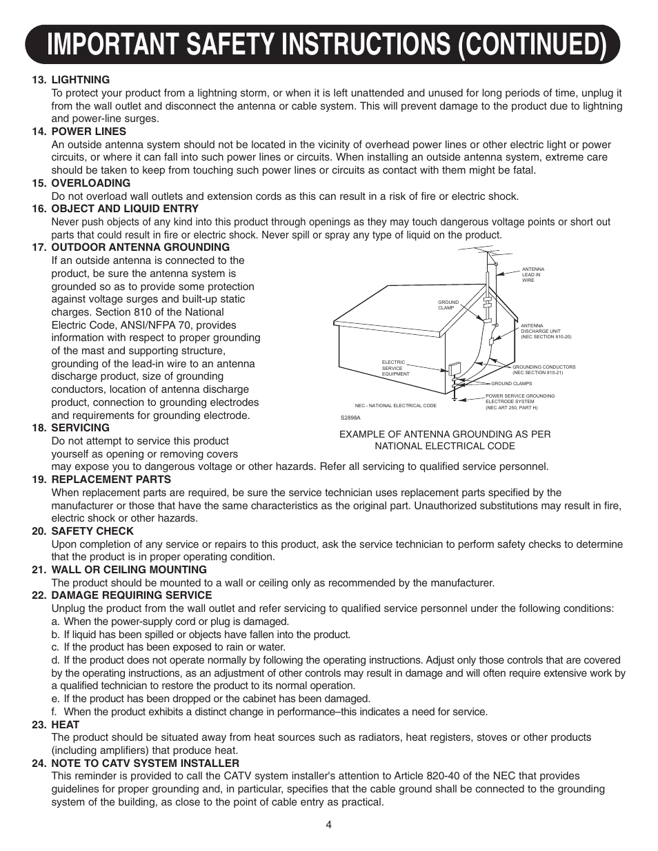 Important safety instructions (continued) | Emerson SB315 User Manual | Page 5 / 30